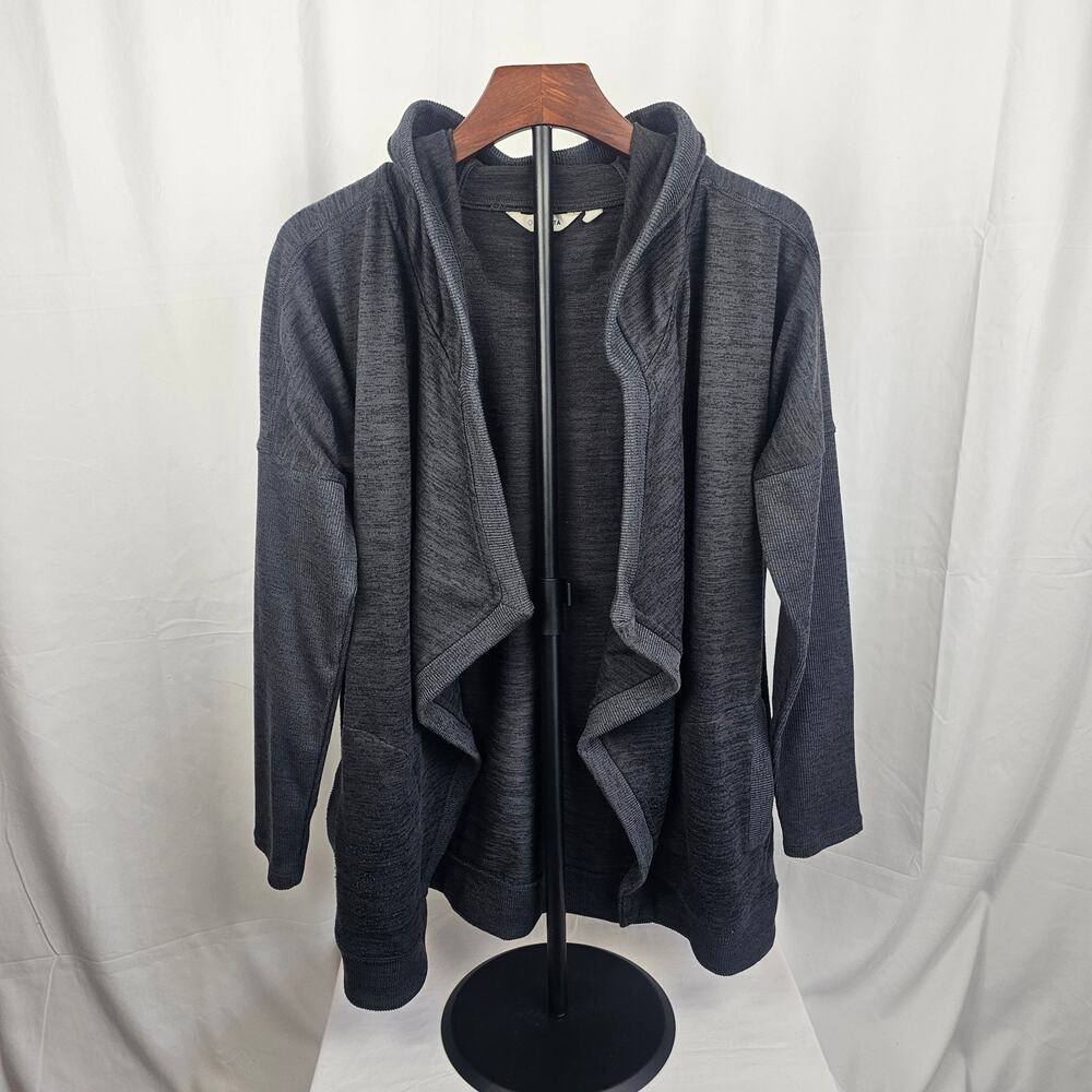 Athleta Hooded Cardigan Wrap Jacket M Gray Open Front Lightweight Drape Layer